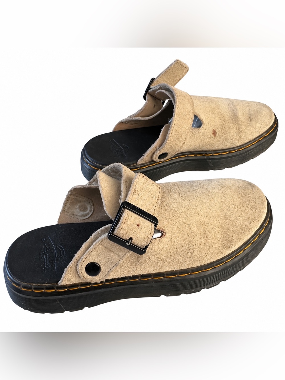 Dr. Marten Grey Suede Mules